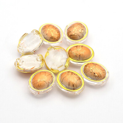 

Sew on Taiwan Acrylic Garment Accessories OvalSandyBrownGolden205x16x9mm Hole 1mm