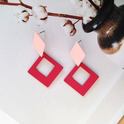 

2019 new brand design candy color stitching earrings generous simple temperament summer earrings gifts Korean earrings for women