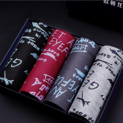 

4PcsSet Fashion Breathable Modal Mid-Rise Mens Underwear Boxer Brief Shorts Sexy Tight Underpants