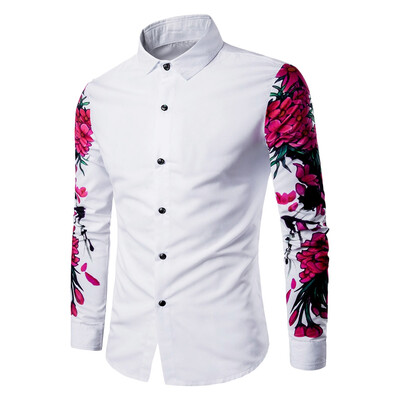

Turndown Collar 3D Flowers Print Shirt