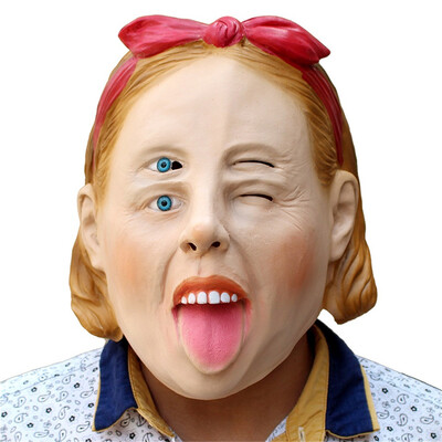 

YIWULANovelty Halloween Costume Party Latex Head Mask Woman Double Image Face