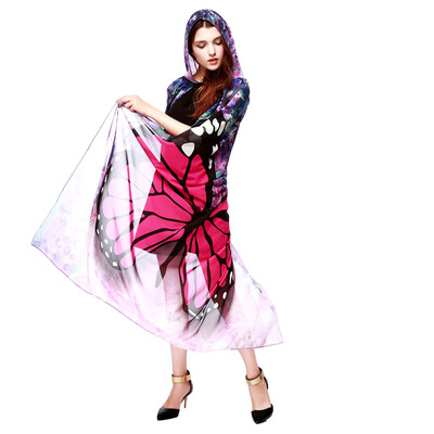 

New Hot Halloween Fairy Wings Chiffon Cloak Fun Print Pattern Cloak for Stage Show Festive Party Decorative