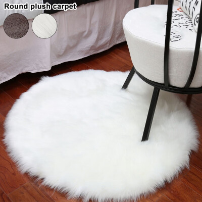 

3 Sizes Circular Shape Washable Shiny Fur Sheepskin Soft Carpet Floor Carpet Livingroom Bedroom Rug Home Decor Christmas Gift