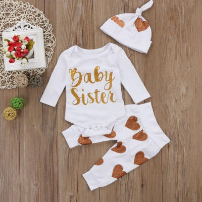 

3PCS Newborn Toddler Baby Girl Clothes Romper Jumpsuit BodysuitPants Outfit Set