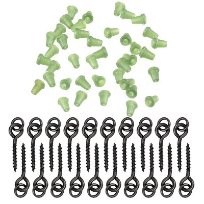 

20pcs Threaded Boilie Bait Screws 40pcs Fishing Hook Stop Hook Boilies Stopper Fishing Hook Block Beads Carp Fishing Terminal Tack