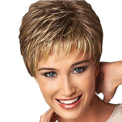 

〖Follure〗Fashion Wig Short Haircut Curly Color Gradient Wigs Short Synthetic