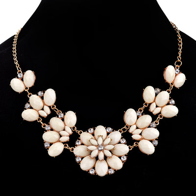 

Fashion Retro Style Colorful Gem Rhinestone Flower Choker Necklace Statement Jewelry Women Vintage Maxi Necklace Bib Necklaces