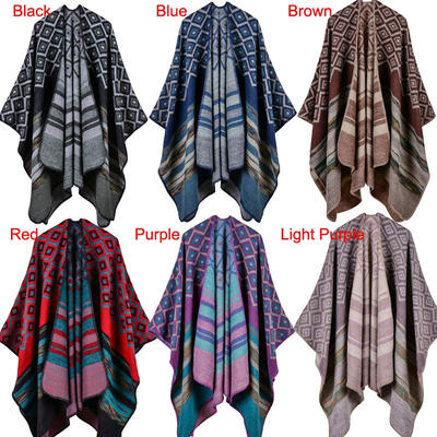 

Winter Women Loose Outerwear Coat Oversized Knitted Cashmere Poncho Cape Shawl Cardigan Sweater