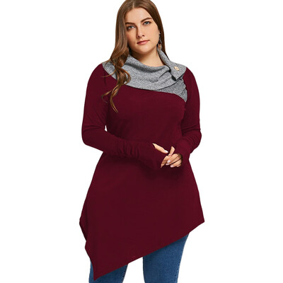 

Plus Size Thumb Hole Asymmetrical Tunic Top