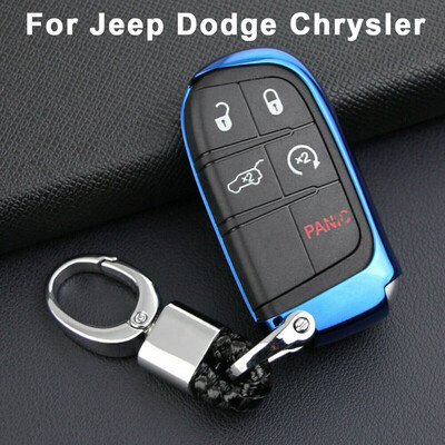 

Auto Car Key Case Protector Cover Holder Keychain Ring For Jeep Dodge Chrysler