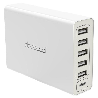 

dodocool 6-port 60W USB Power Adapter with USB-C Power Delivery&5 Universal USB-A Ports 492ft15m Detachable Power Cord