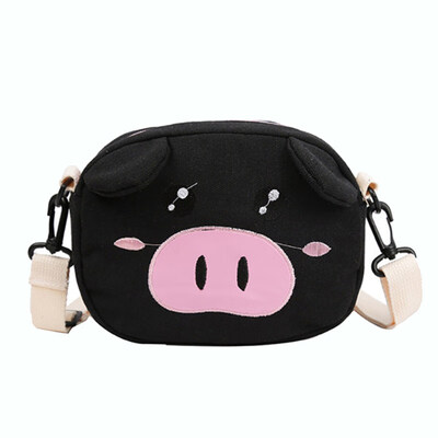 

Womens Lovely Cartoon Pig Canvas Crossbody Shoulder Bag Small Zipper Pouch