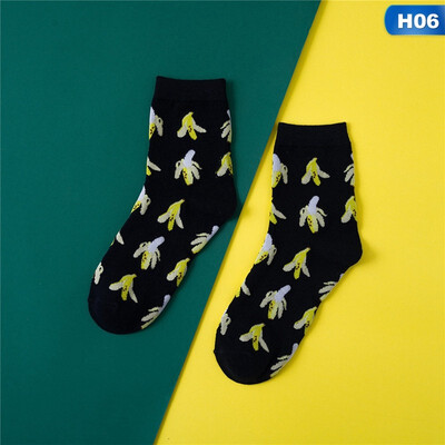 

Women Cotton Socks Fruit Avocado Pineapple Printed Novelty Sport Funny Socks