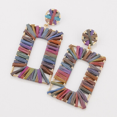 

Flashbuy Boho Lafite Earrings for Women Square Bohemian Statement Drop Earrings Beach Jewelry Handmade Fashion Female Pendientes