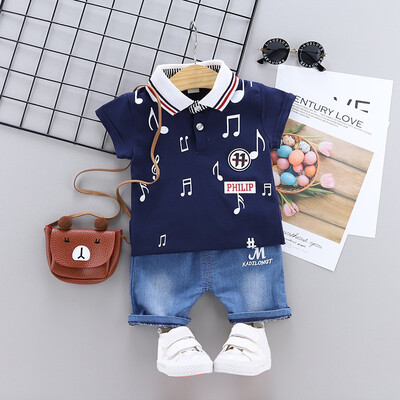 

Summer New Style Children Clothing Sets Baby Boys Lapel T shirtsShorts Pants Cartoon Suit Kids clothes