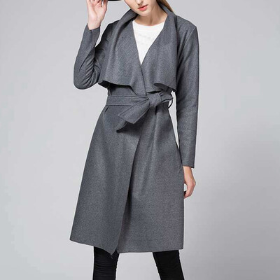 

〖Follure〗Winter Lady Womens Solid Color Irregular Belt Coat Cardigan Outerwear