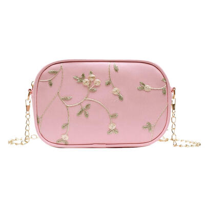 

Lace Flower Decor Shoulder Handbags Women Chain PU Leather Crossbody Bags