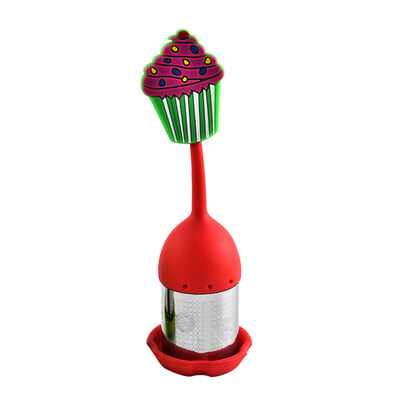 

Silicone Stainless Steel Cup Cake Shape Loose Tea Maker Infuser Strainer Filter