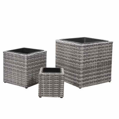 

Garden Planters 3 pcs Poly Rattan Grey