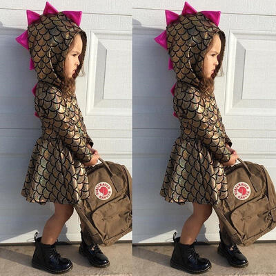 

Newborn Baby Kid Girls Dinosaur Scale Party Princess Dress Outfits Costume New