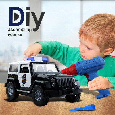 

DIY Assembled Police Car Off-road Truck With Alarm Sounds LED Lights Kids Toys