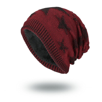 

Men Knitted Skullcap Thermal 1pc Hat Wool Beanie Warmer Outdoor Velvet Winter