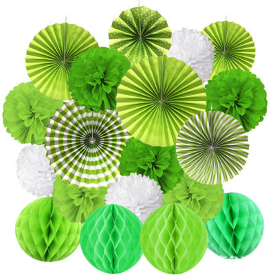 

19Pcs Hanging Paper Fan Flower Pom Honeycomb Ball Wedding Party Festival Decor