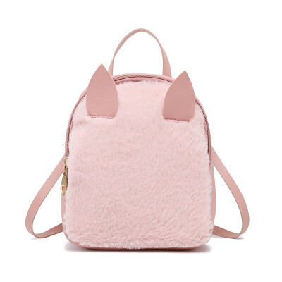 

2019 Women Hot School Girls Fashion New Small Shoulder Bag Rabbit Fur Shell Type Purse Rabbit Ears Backpack