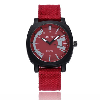 

Simple double-scale mens watch sports military ribbon