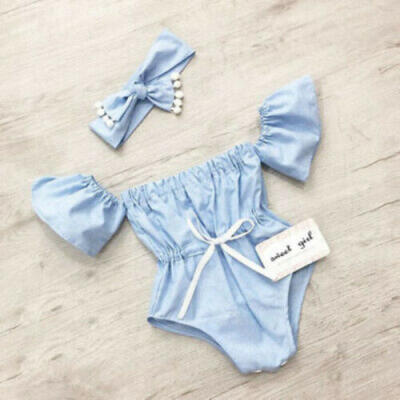 

US Summer Cute Newborn Baby Girls Princess Romper Playsuit Bodysuit Outfits 2pcs