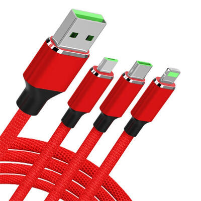 

3-in-1 Braided Charging Cord Lightning Type-C Micro USB Charger And Syncing Cable-12m