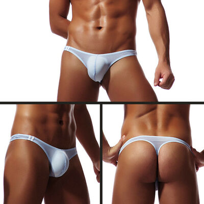 

New Men Ice Silk Boxer Briefs Bulge Pouch Thong T-back G-string Underwear Hot