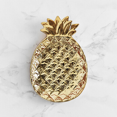 

Toponeto Gold-plated Dessert Plate Ceramic Jewelry Plate Craft Gifts Home Decoration