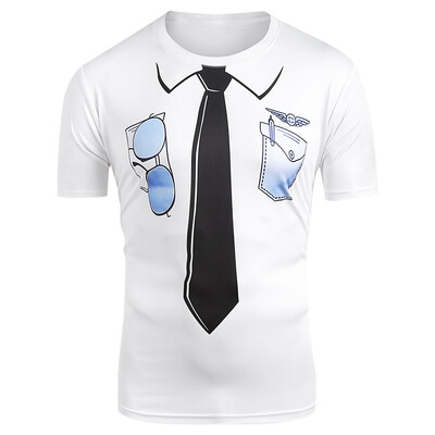 

Faux Necktie Pocket Print Casual T-shirt