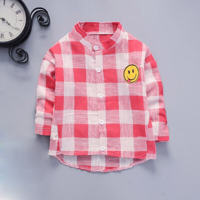 

Toddler Baby Girl Boy Cartoon Smile Plaid T-Shirt Tops Clothes Blouse Gentleman