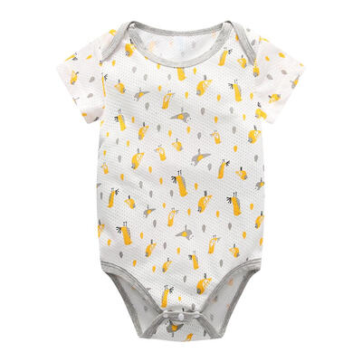 

Cartoon Birds Print Short Sleeve Girls Baby Rompers Loose Soft Jumpsuit