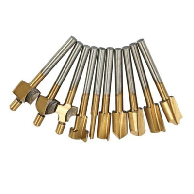 

10pcs 18 Mini Shank HSS Router Bits Rotary File Cutter Titanium Coated Tool