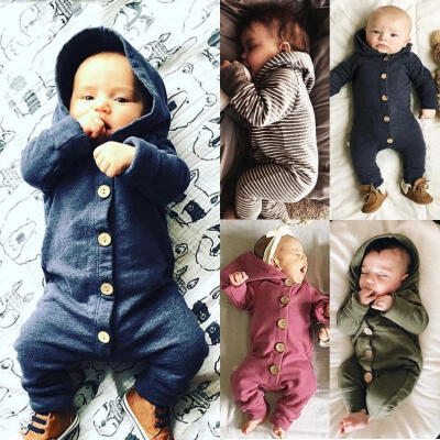 

0-24M Baby Kids Boys Girls Infant Hooded Romper Jumpsuit Bodysuit Clothes Outfit