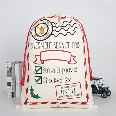 

JPGIF Large Canvas Merry Christmas Santa Sack Xmas Stocking Reindeer Gift Storage Bag