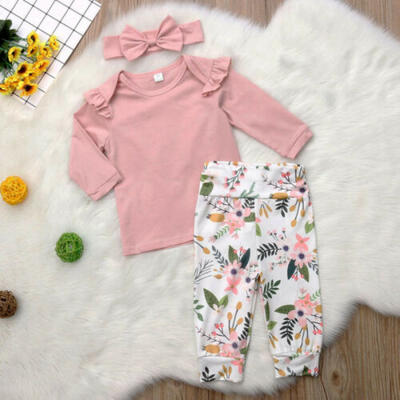 

Toddler Baby Girl Ruffle T Shirt Tops Romper Flower Leggings Outfit Set Clothes