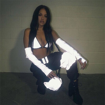 

Night Reflective Trousers Hip Hop Womens High Waist Pants Joggers Loose Pant