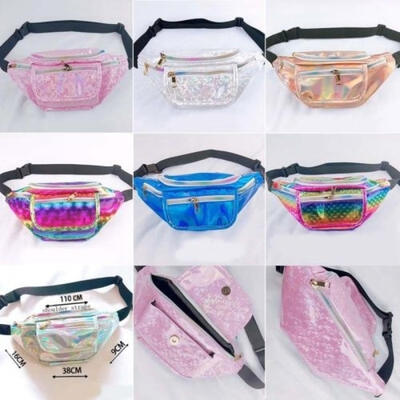 

Fashion Unisex Handy Waist Belt Climbing Hiking Sport Bum Bag Fanny Pack Laser Zip Pouch