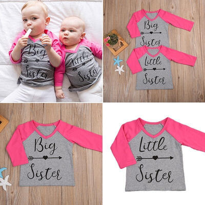 

Little Sister Toddler Baby Kids Girls Big Sister T-shirt Tops Matching Outfits