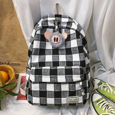 

Tailored Fashion Women Large Capacity Plaid Bag Student Backpack Travel Couple Bag