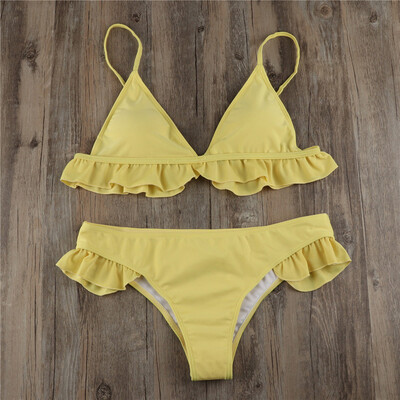 

Saidsome Women Padded Push-up Bra Bikini Set Ruffles Swimsuit Low Waist Bathing Suit Swim