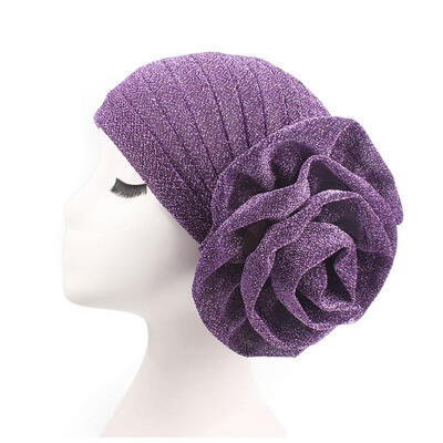 

Fashion Big Flower Glitter Turban Hat Muslim Indian Cap Women Head Wrap Headwear
