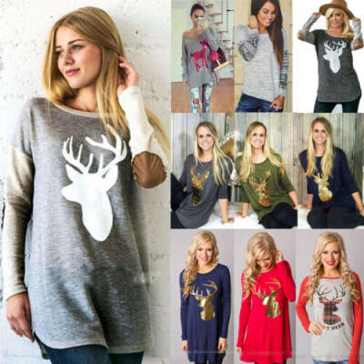 

Women Christmas Fashion Xmas Long Sleeve Tee Casual Tops Loose T-Shirt Blouse