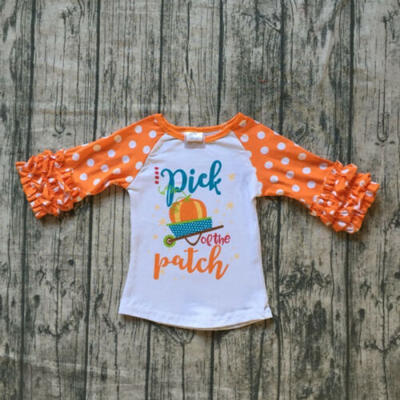 

US Halloween Newborn Kids Baby Girl Pumpkin Print Ruffle T-shirt Outfit Clothes