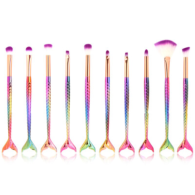 

10pcs Fish Tail Foundation Powder Eyeshadow Eyeliner Makeup Blending Brush