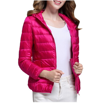 

Toponeto Women Casual Light Outerwear Solid Hooded Zippers Pocket Coat Down Jackets